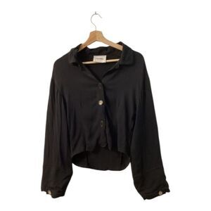 Nanushka Long Sleeve Black Button-Down Shirt Women’s Size M